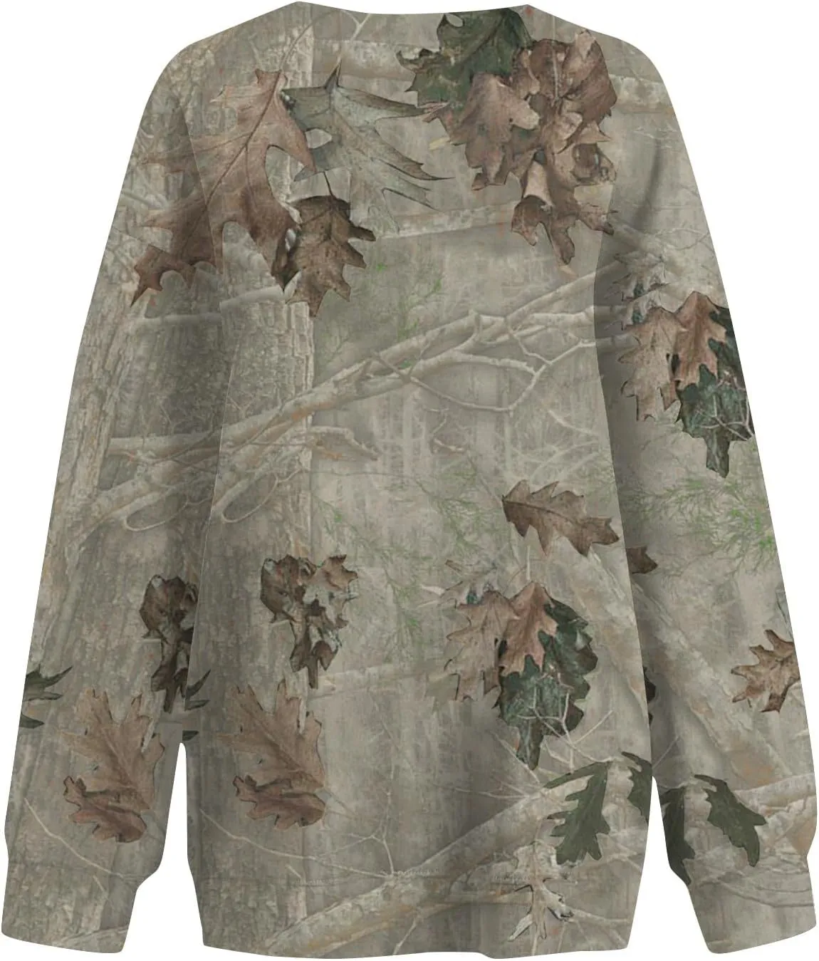 Camo Sweatshirt for Women Maple-Leaf Print Camo Crewneck Sweatshirts Long Sleeve Oversized Sweater Pullover Casual Tops