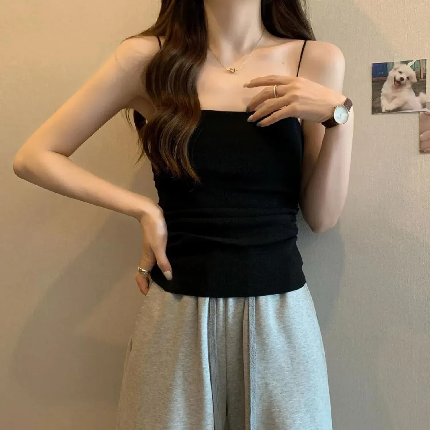 Casual Knit Camisole Slim Fit Fashion Women's Tops