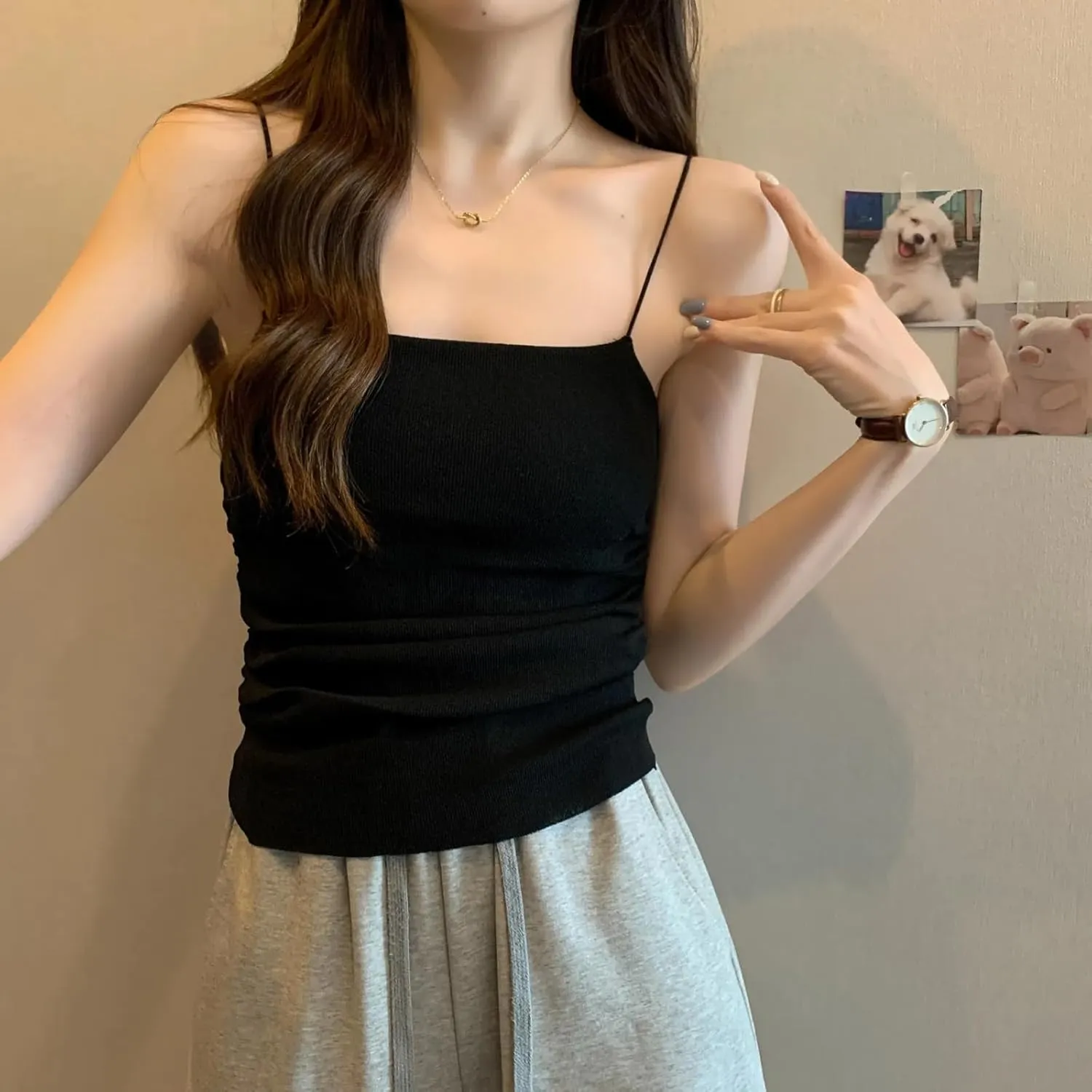 Casual Knit Camisole Slim Fit Fashion Women's Tops