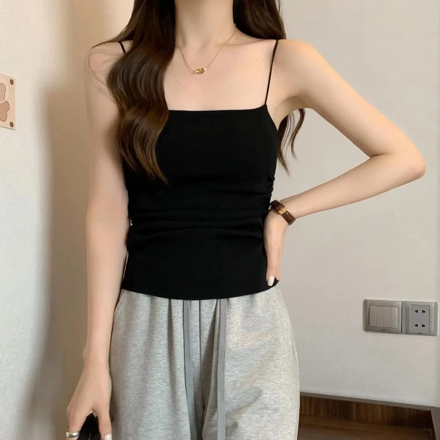 Casual Knit Camisole Slim Fit Fashion Women's Tops