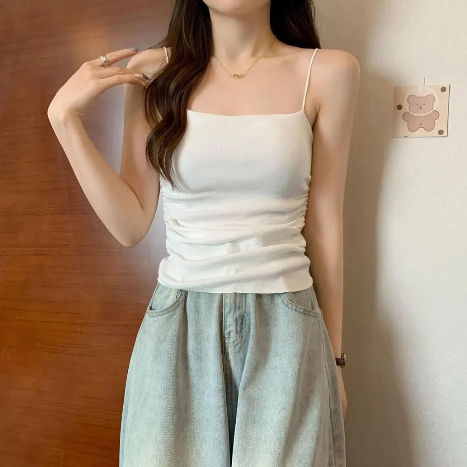 Casual Knit Camisole Slim Fit Fashion Women's Tops