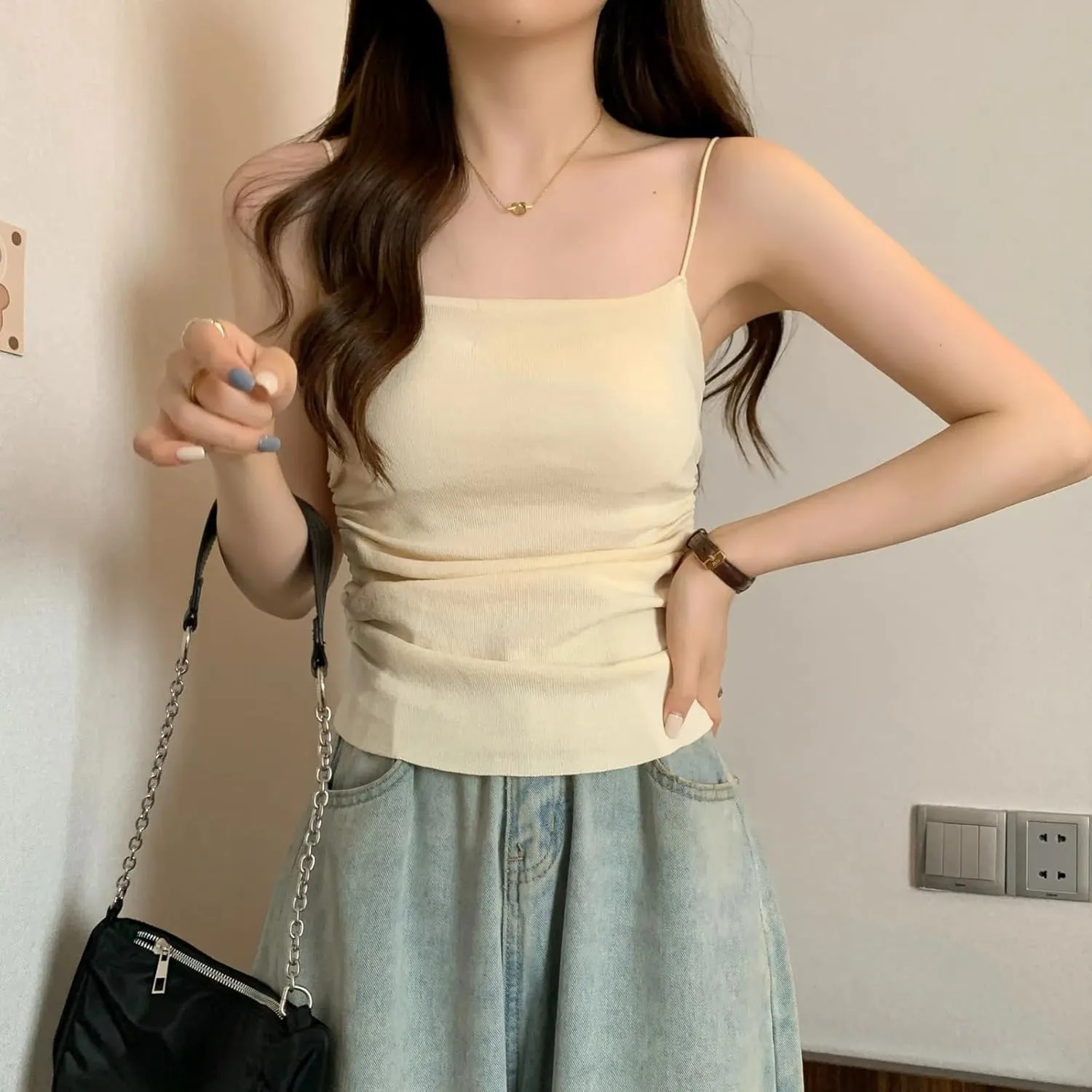 Casual Knit Camisole Slim Fit Fashion Women's Tops