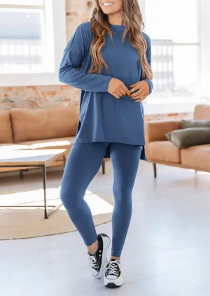 Casual Long Sleeve Tunic Tops Legging Pants Two Piece Sets