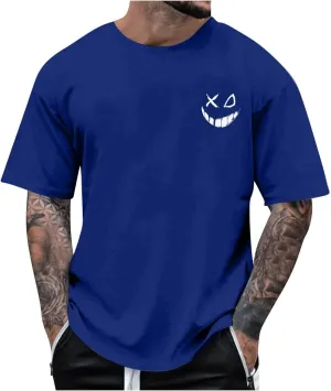 Casual Loose T Shirts for Men Summer Trendy Funny Print Short Sleeve Crewneck Pullover Lightweight Comfy Tees