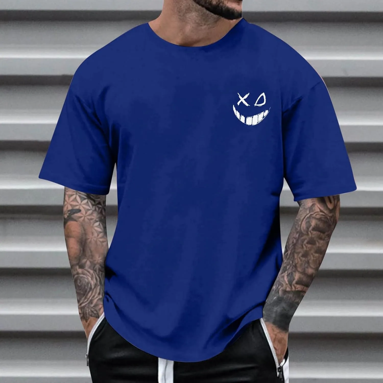 Casual Loose T Shirts for Men Summer Trendy Funny Print Short Sleeve Crewneck Pullover Lightweight Comfy Tees