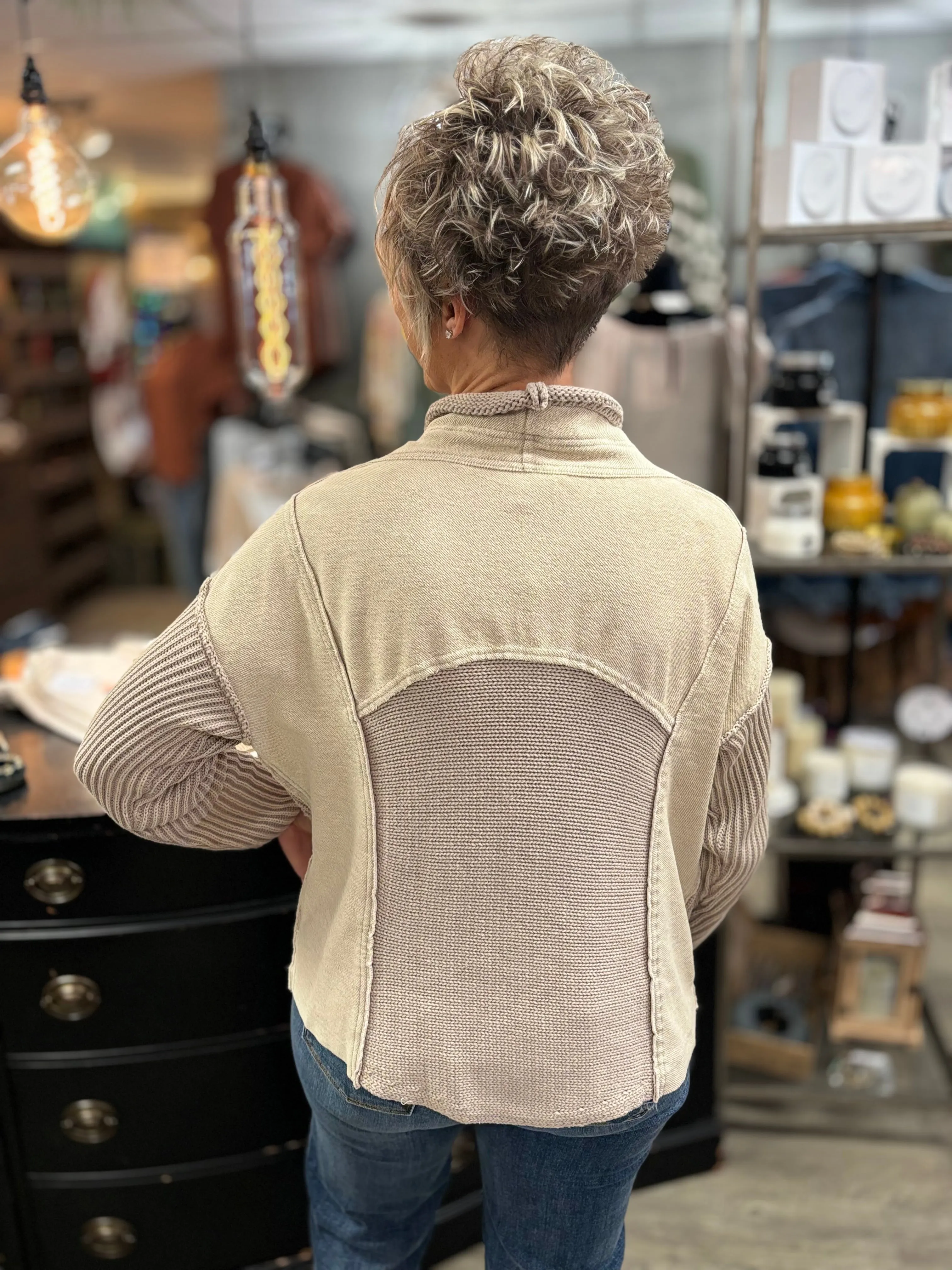 Celeste Washed Cable Knit Cardigan