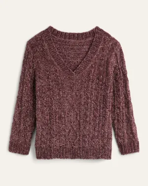 Chantelle Cable Knit V-Neck Sweater | Magenta