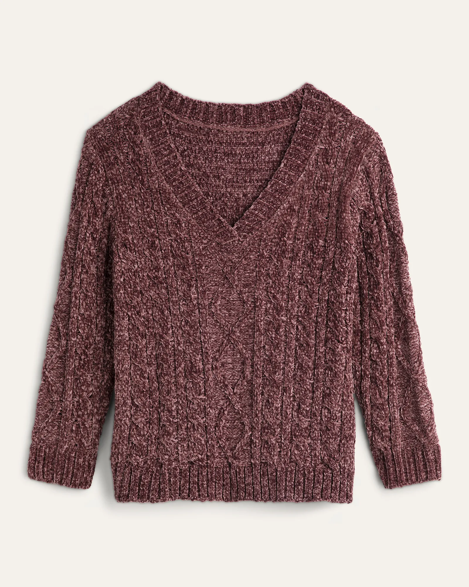 Chantelle Cable Knit V-Neck Sweater | Magenta