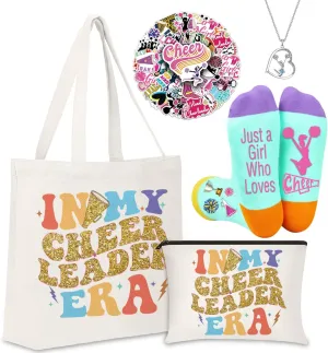 Cheerleader Gifts Set Women Including Cheerleader Makeup Bags Cheerleader Necklace Cheerleading Socks Cheerleader Stickers-Cheerleader Lovers Gifts