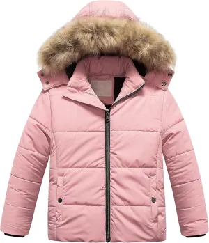Chrisuno Girl's Water Resistant Winter Coats Warm Fleece Lined Outwear Ski Snow Jacket With Removable Hood