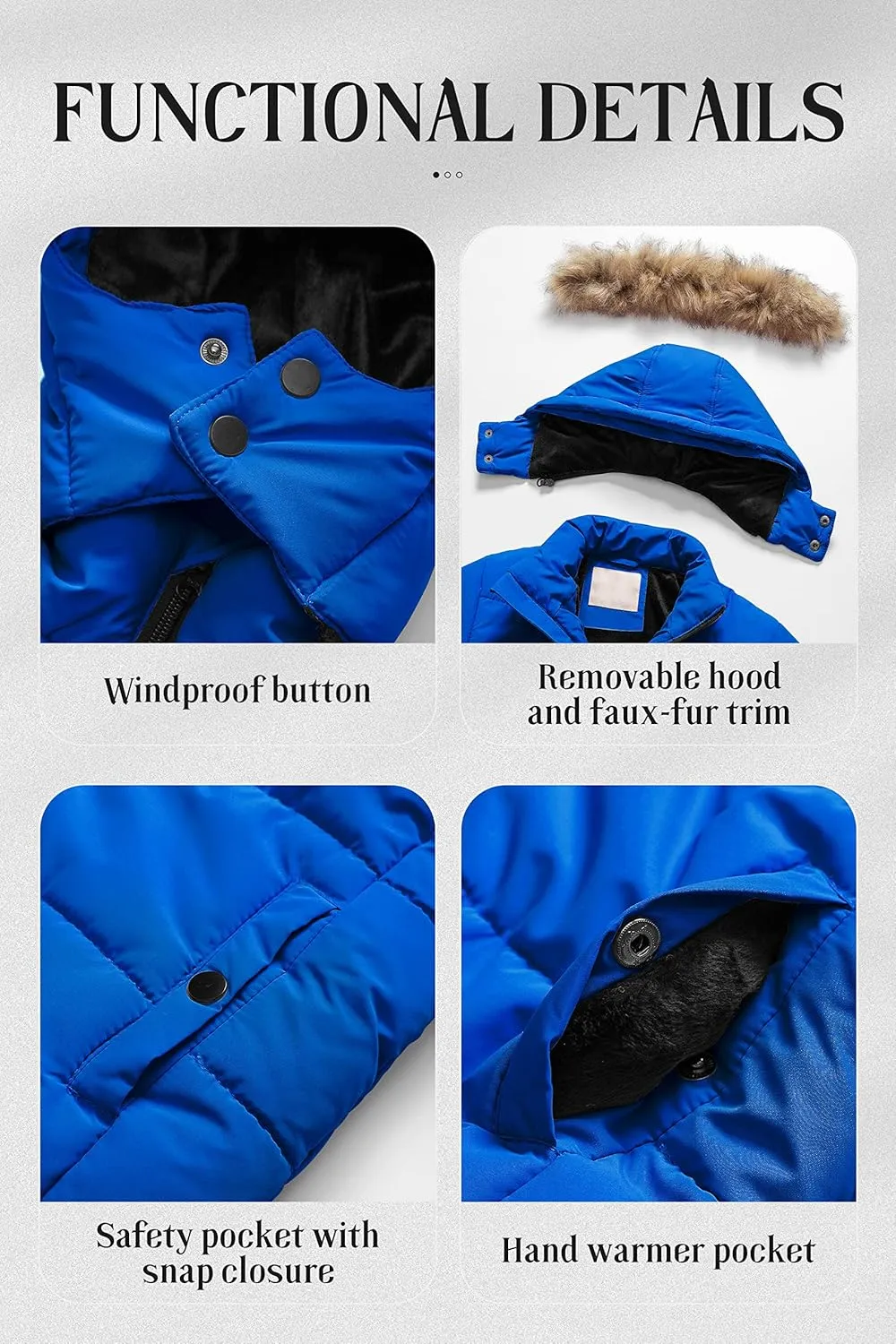 Chrisuno Girl's Water Resistant Winter Coats Warm Fleece Lined Outwear Ski Snow Jacket With Removable Hood