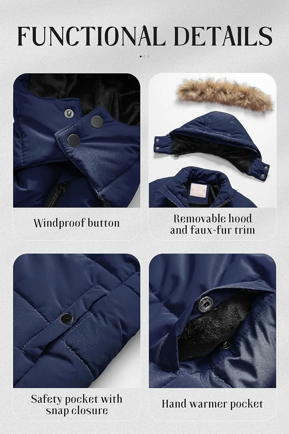 Chrisuno Girl's Water Resistant Winter Coats Warm Fleece Lined Outwear Ski Snow Jacket With Removable Hood
