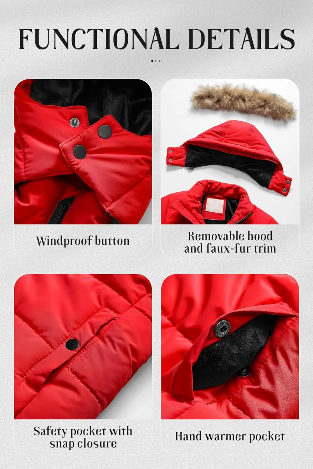 Chrisuno Girl's Water Resistant Winter Coats Warm Fleece Lined Outwear Ski Snow Jacket With Removable Hood