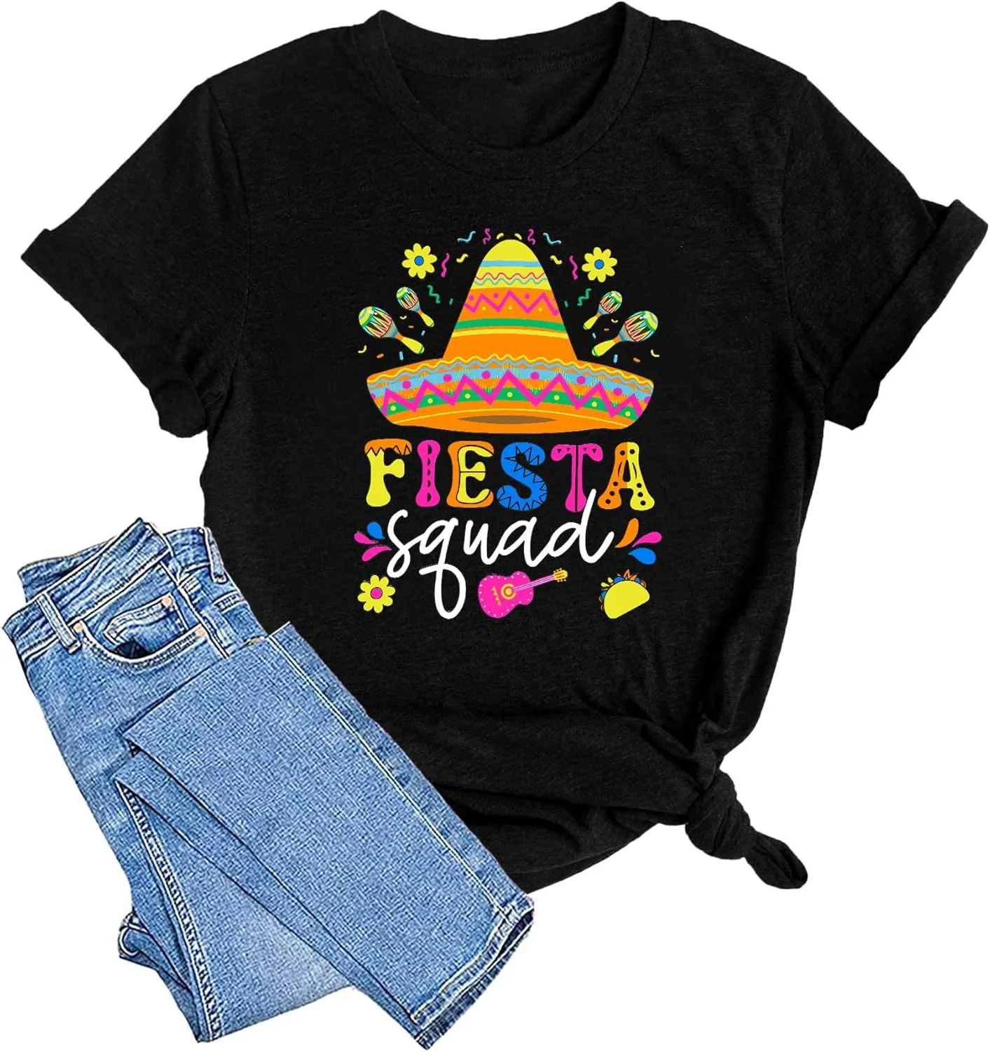 Cinco De Mayo Shirts Women: Mexican Fiesta Squad T-Shirts 5 De Mayo Shirt Mexican Fiesta Tee Tops