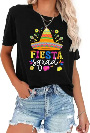 Cinco De Mayo Shirts Women: Mexican Fiesta Squad T-Shirts 5 De Mayo Shirt Mexican Fiesta Tee Tops