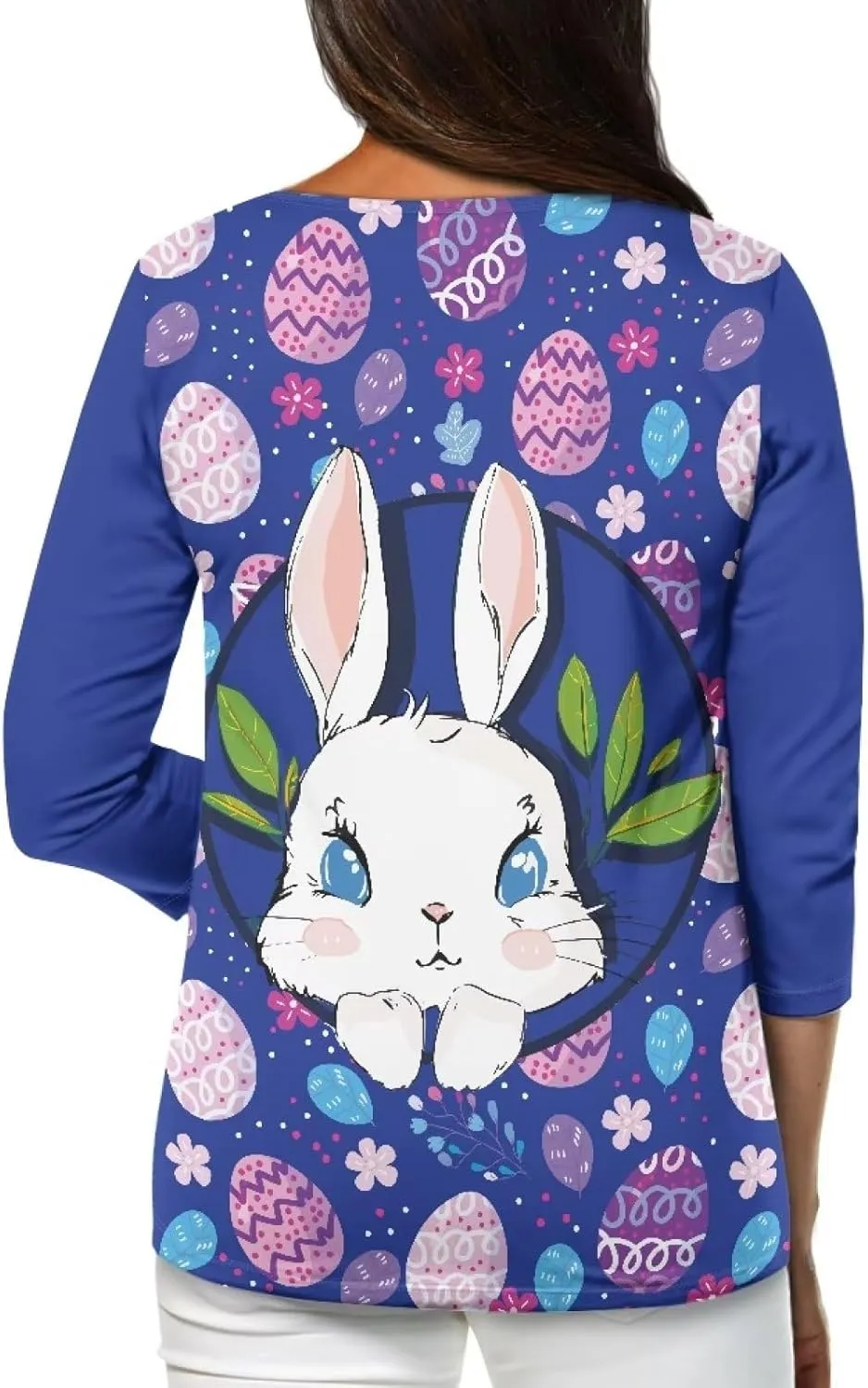 Coloranimal Three-Quarter Sleeve Shirts for Womens Tops Summer 3/4 Sleeve Y2K T Shirts Tee S-2XL