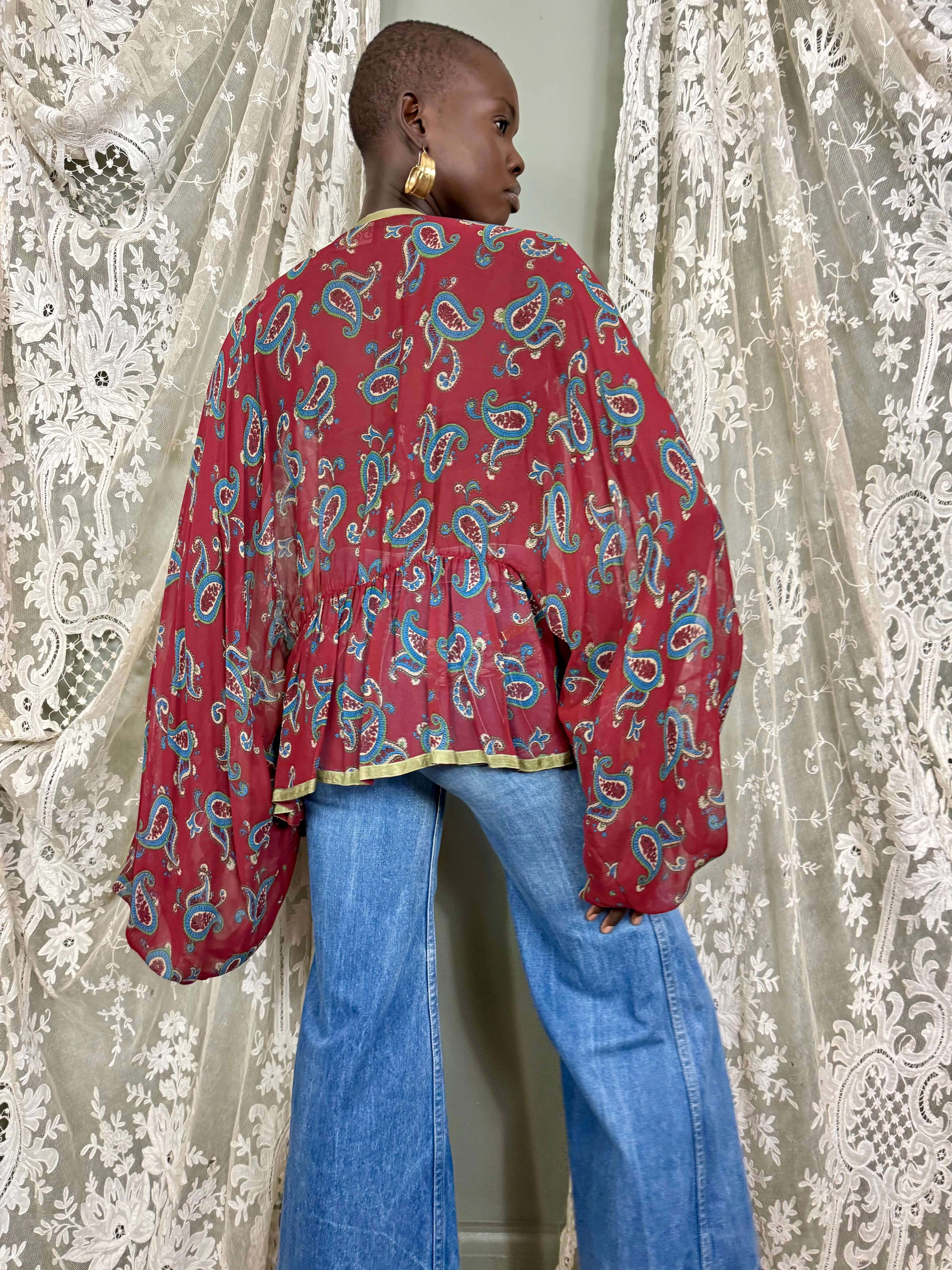 Comporta, 70s paisley front tie blouse