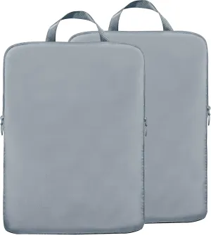 Compression Packing Cubes for Travel, 2 Pack Expandable Storage Bag Luggage Packing Organizers Compression Cubes for Suitcases Backpack (grey)