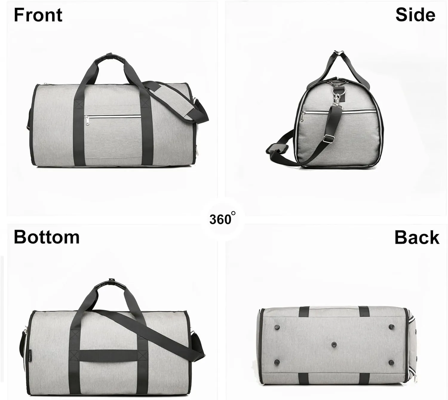 Convertible Travel Garment Bag & Duffle Combo - Stylish Suit Bag for Men, Perfect for Hanging Clothes and Carry-On Travel (Light gray)