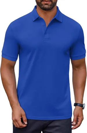 COOFANDY Men's Cotton Pique Polo Shirts Short Sleeve Golf Shirts Basic Casual Collared T-Shirt