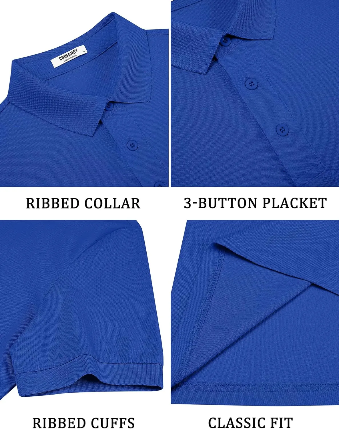 COOFANDY Men's Cotton Pique Polo Shirts Short Sleeve Golf Shirts Basic Casual Collared T-Shirt