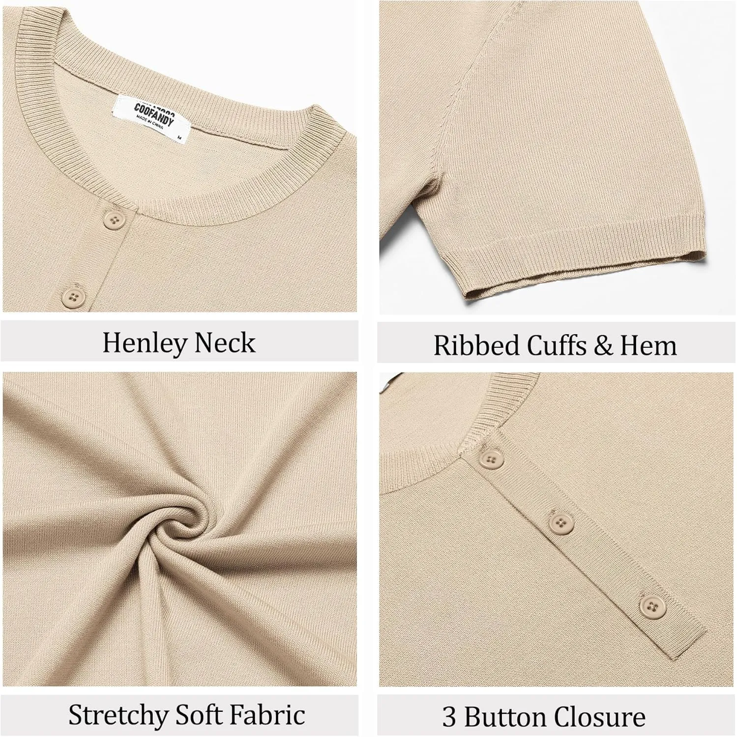 COOFANDY Men's Knit Henley Shirts Short Sleeve Casual Basic Tee Summer Button Soild T Shirts
