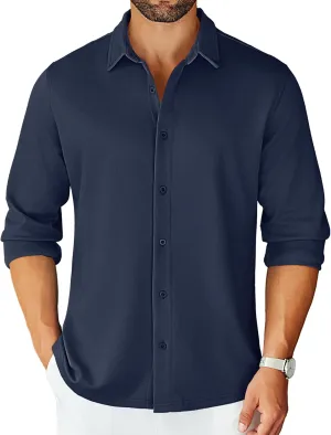 COOFANDY Mens Long Sleeve Wrinkle Free Shirts Stretch Dress Shirts Regular Fit Button Down Shirt