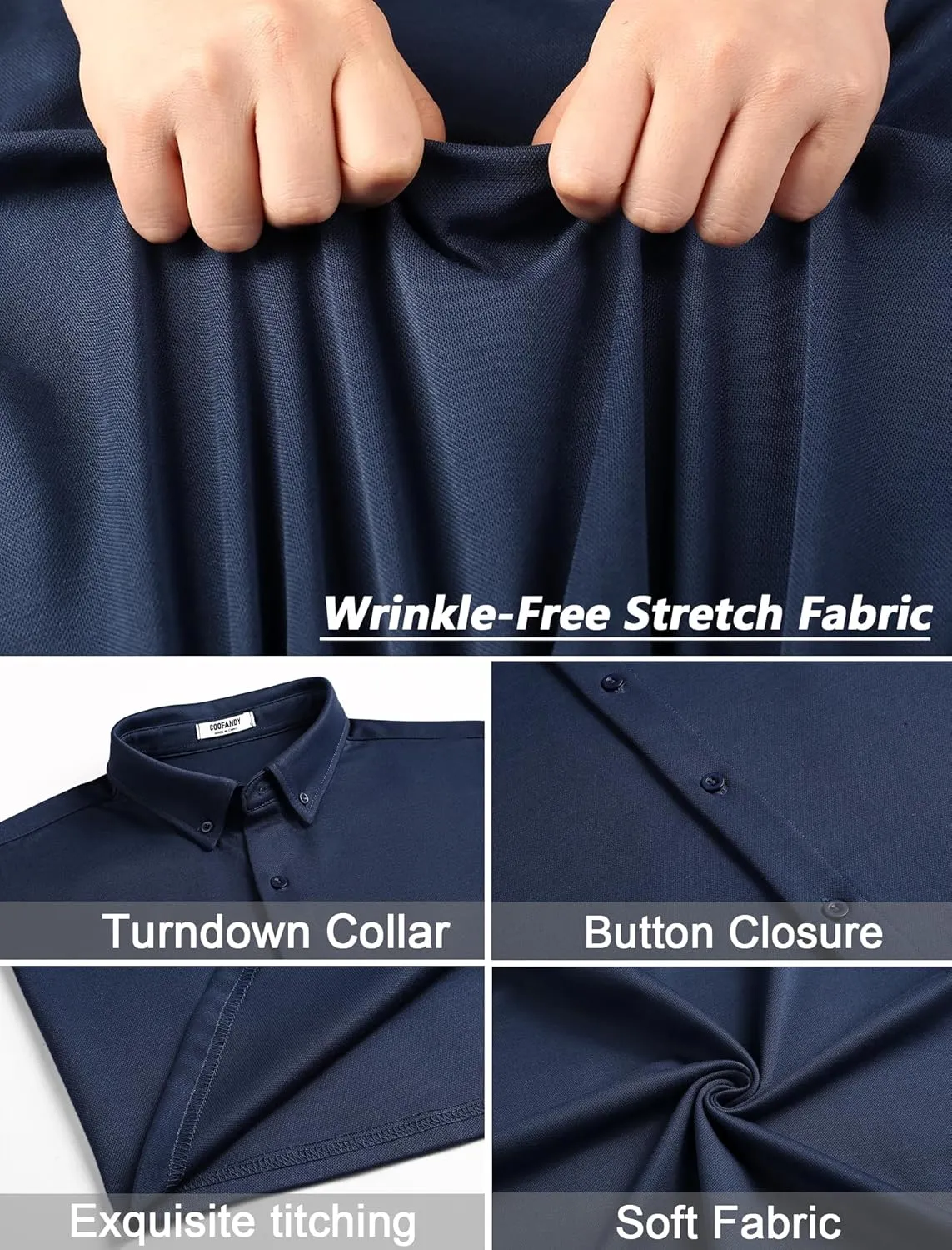 COOFANDY Mens Long Sleeve Wrinkle Free Shirts Stretch Dress Shirts Regular Fit Button Down Shirt