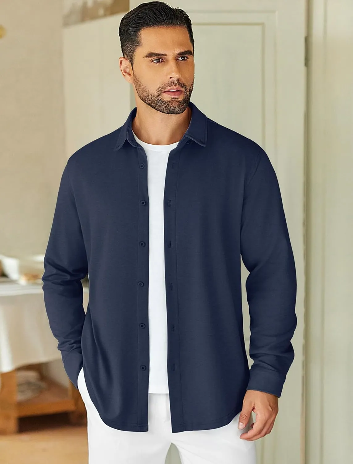 COOFANDY Mens Long Sleeve Wrinkle Free Shirts Stretch Dress Shirts Regular Fit Button Down Shirt