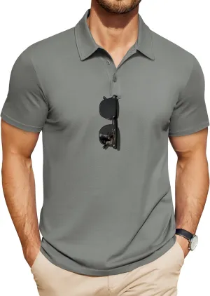 COOFANDY Men's Polo Shirts Short Sleeve Pique Jersey Golf Shirt Casual Summer Collared T-Shirts