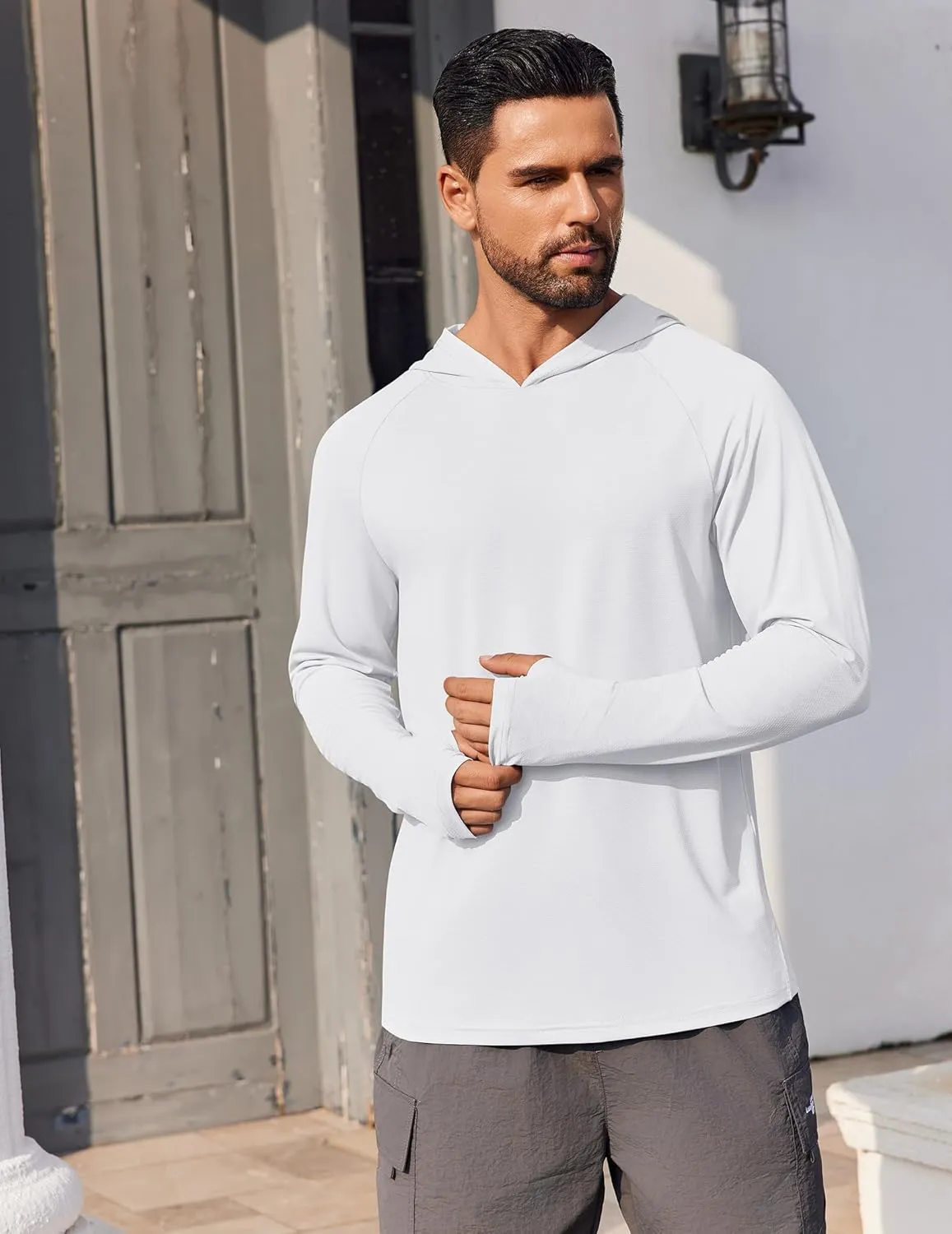 COOFANDY Mens UPF 50  Hoodie Shirts Long Sleeve Rash Guard Sun Protection Fishing Shirts Lightweight Quick Dry Hoodies