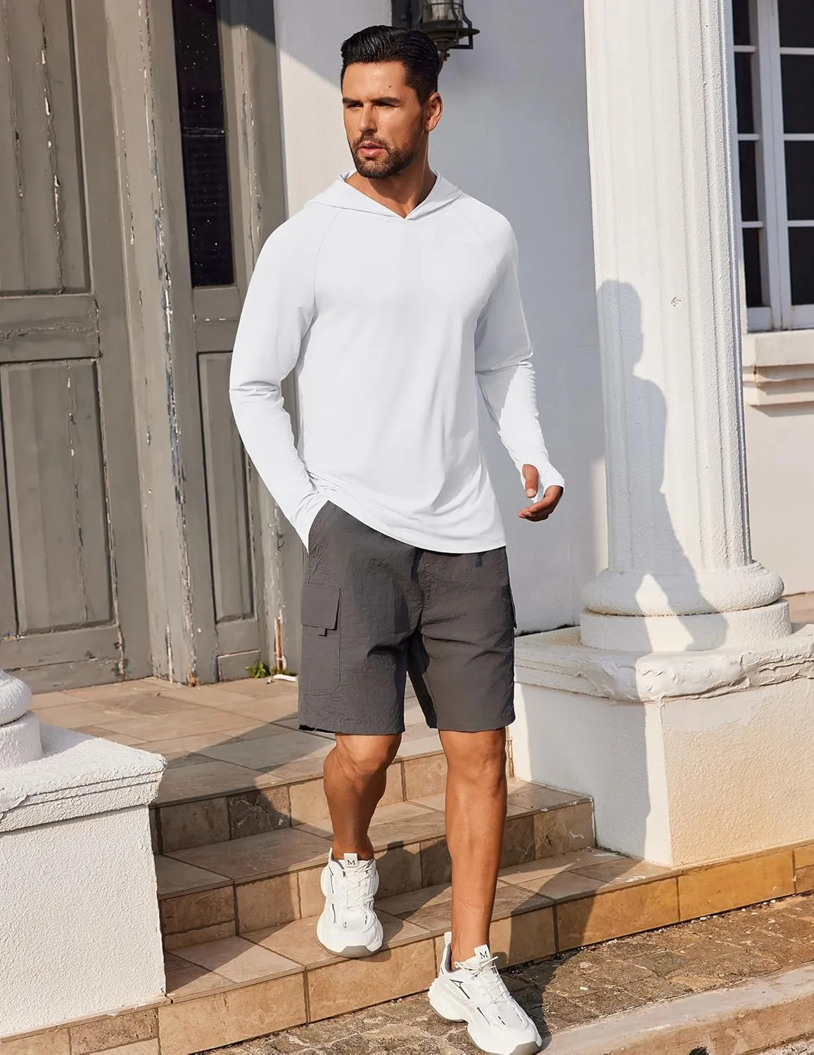 COOFANDY Mens UPF 50  Hoodie Shirts Long Sleeve Rash Guard Sun Protection Fishing Shirts Lightweight Quick Dry Hoodies