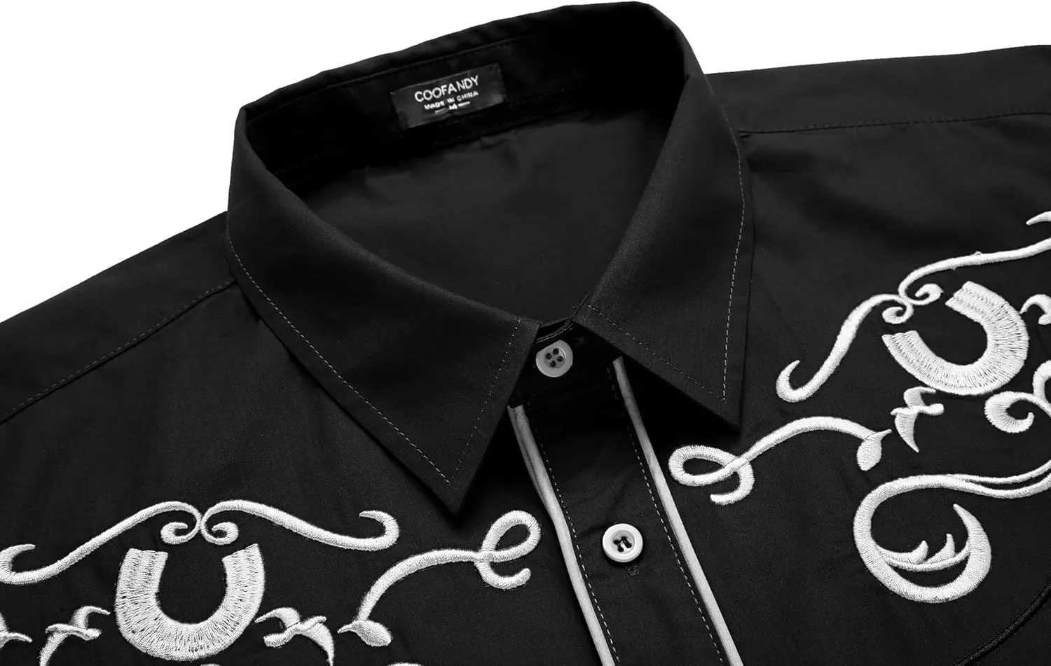 COOFANDY Men's Western Shirts Long Sleeve Slim Fit Embroideres Cowboy Shirts Casual Button Down Shirt