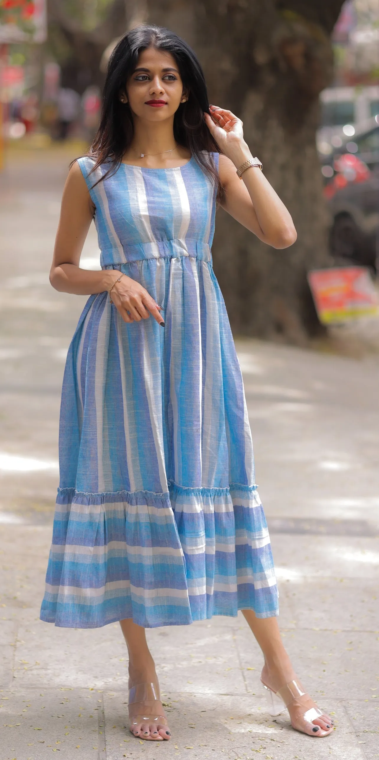 Cool Blue Handloom Dress