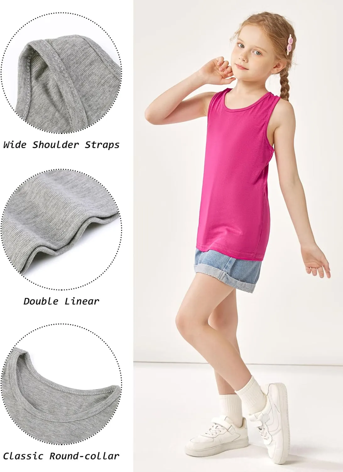 Cooraby 5 Pieces Girls Dance Tank Tops Racerback Sleeveless Tops for Ballet Gymnastics Dancewear