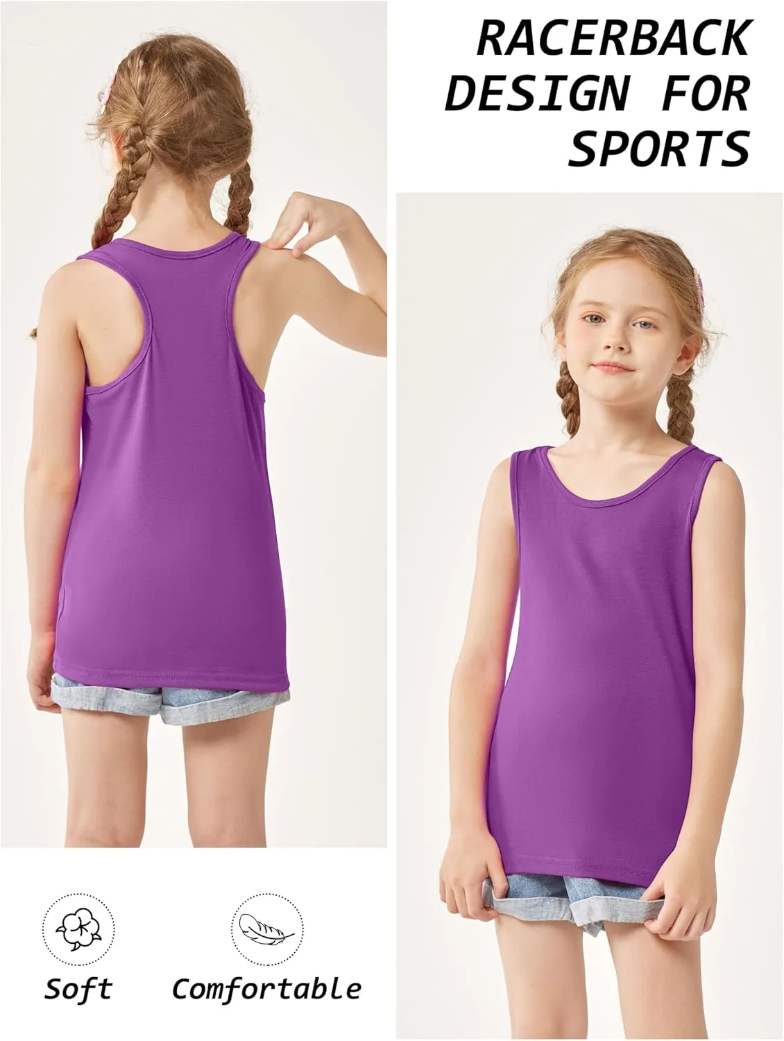 Cooraby 5 Pieces Girls Dance Tank Tops Racerback Sleeveless Tops for Ballet Gymnastics Dancewear