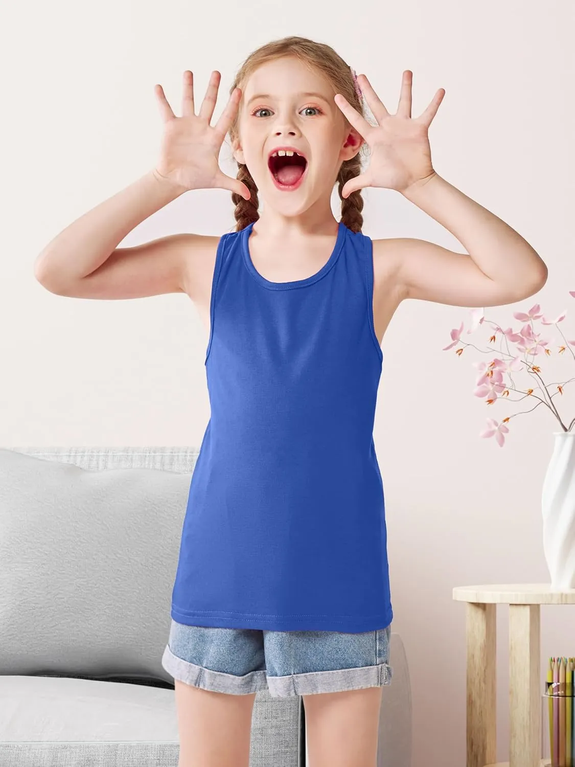 Cooraby 5 Pieces Girls Dance Tank Tops Racerback Sleeveless Tops for Ballet Gymnastics Dancewear