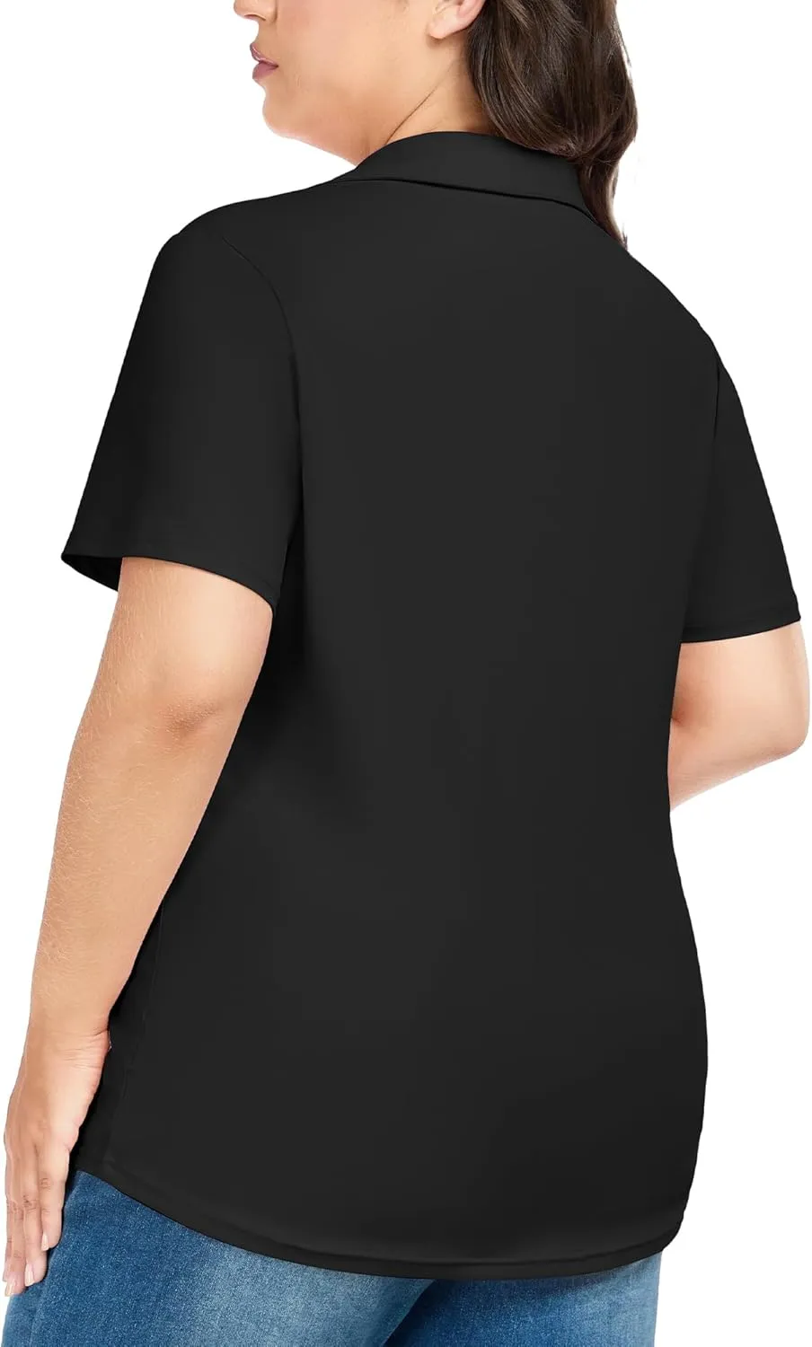 COOTRY Plus Size Golf Polo Shirts for Women Short Sleeve V Neck Tennis Tops Loose Fit T Shirt 3 Buttons