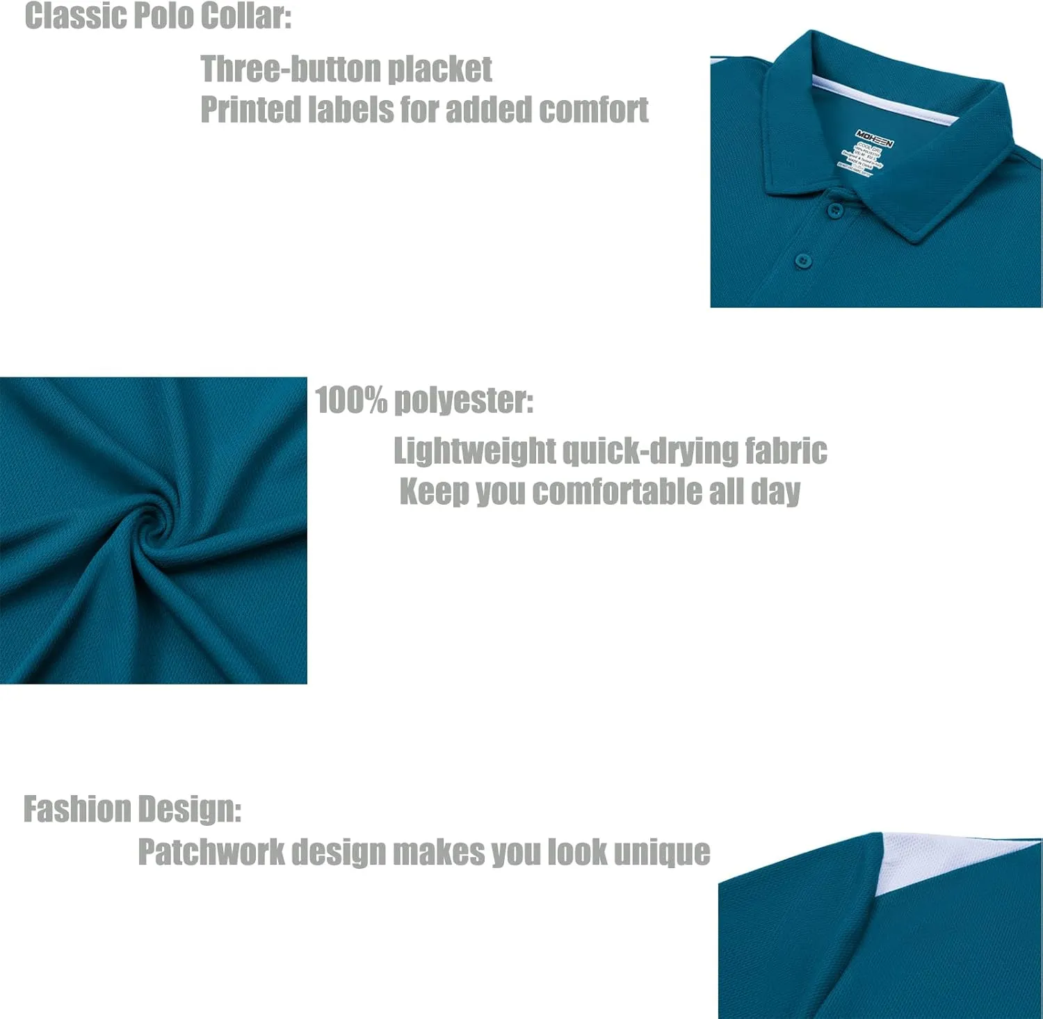Corna Men's Big and Tall Golf Polo Shirts Moisture Wicking Performance Dry Fit Collared Shirts for Men L-6XL