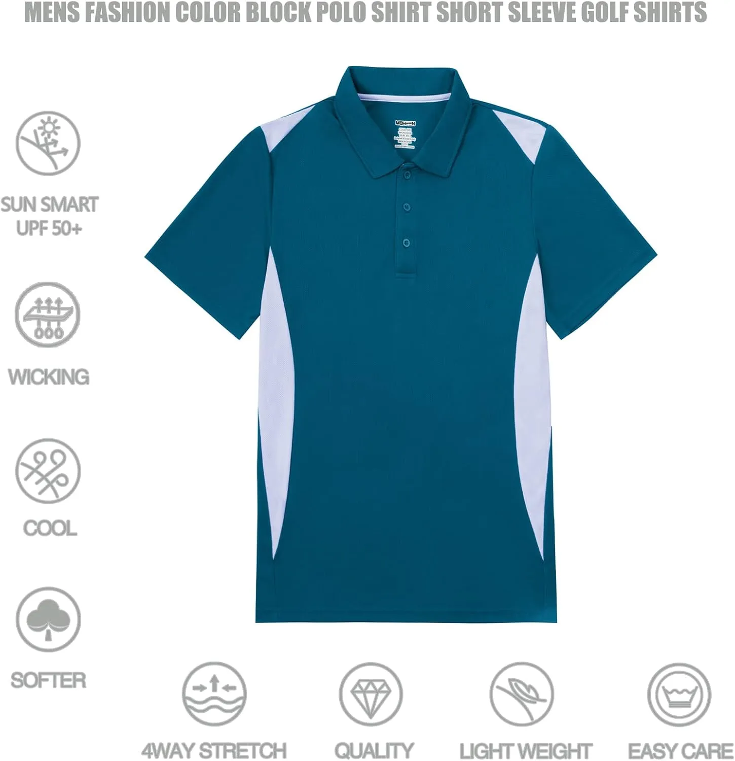 Corna Men's Big and Tall Golf Polo Shirts Moisture Wicking Performance Dry Fit Collared Shirts for Men L-6XL