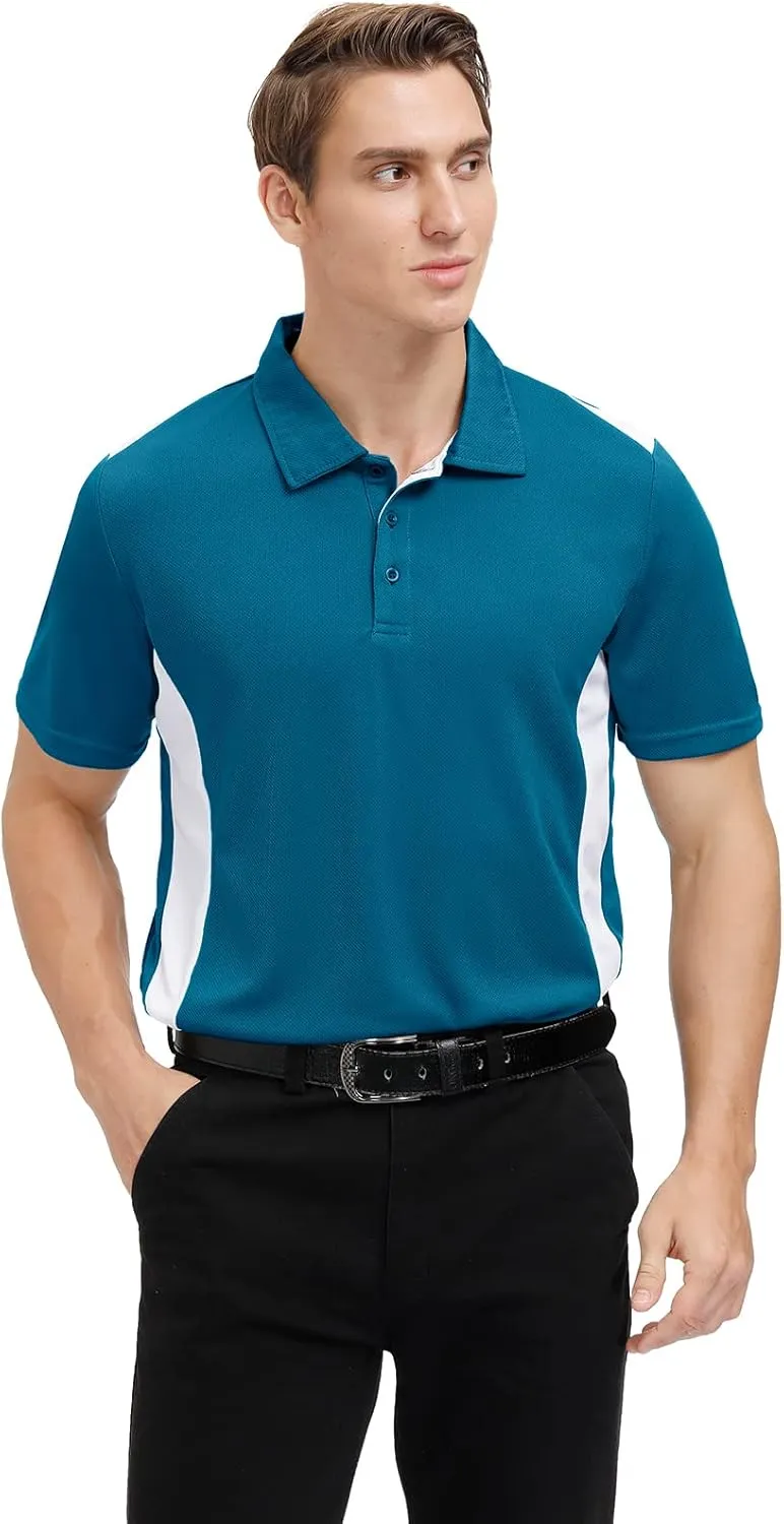 Corna Men's Big and Tall Golf Polo Shirts Moisture Wicking Performance Dry Fit Collared Shirts for Men L-6XL