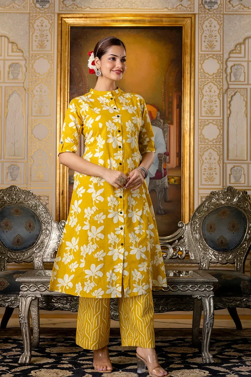 Cotton Floral Cotton A-line Coord set