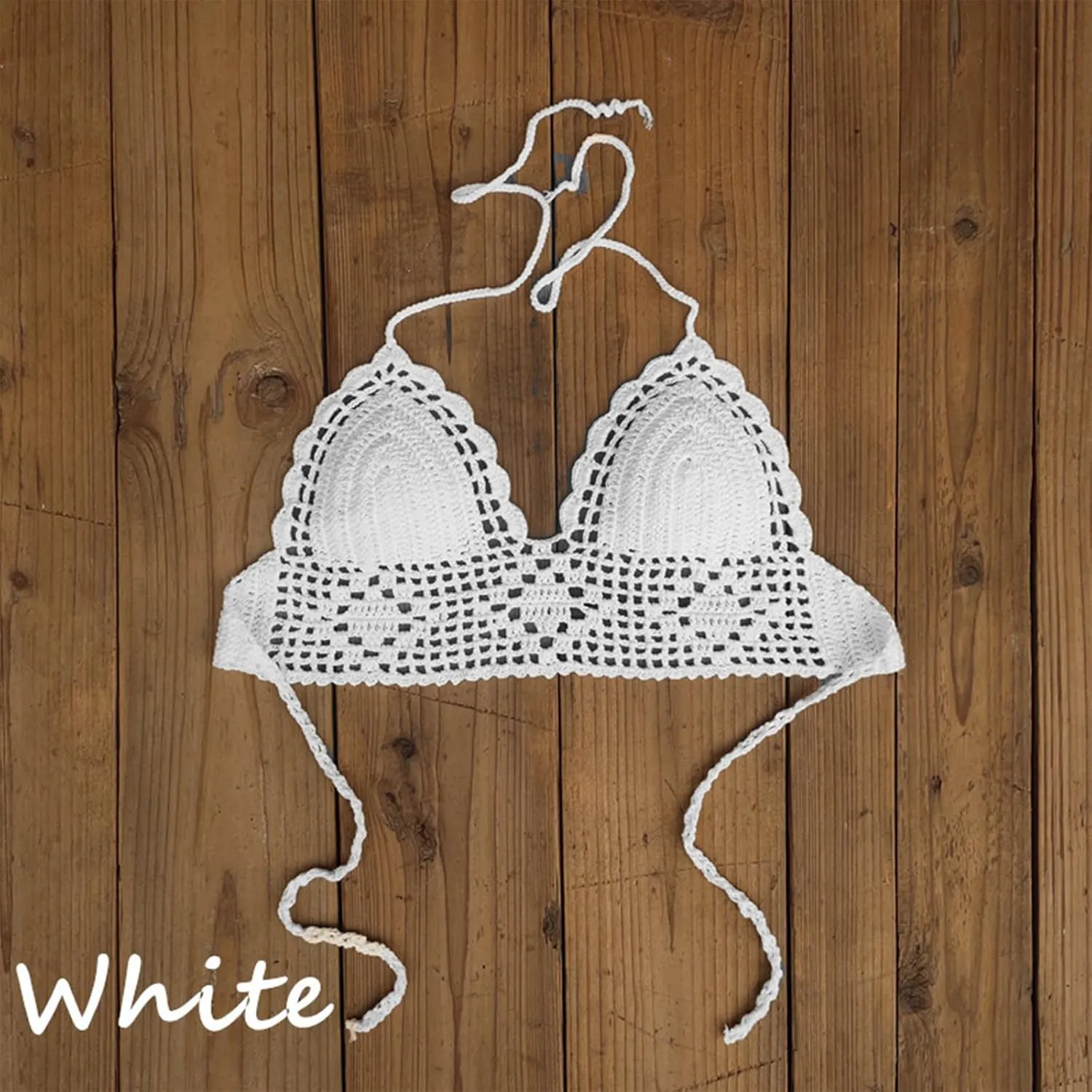 Crochet Halter Tops for Women Backless Camisole Knit Bra Tops Bralette Summer Beachwear