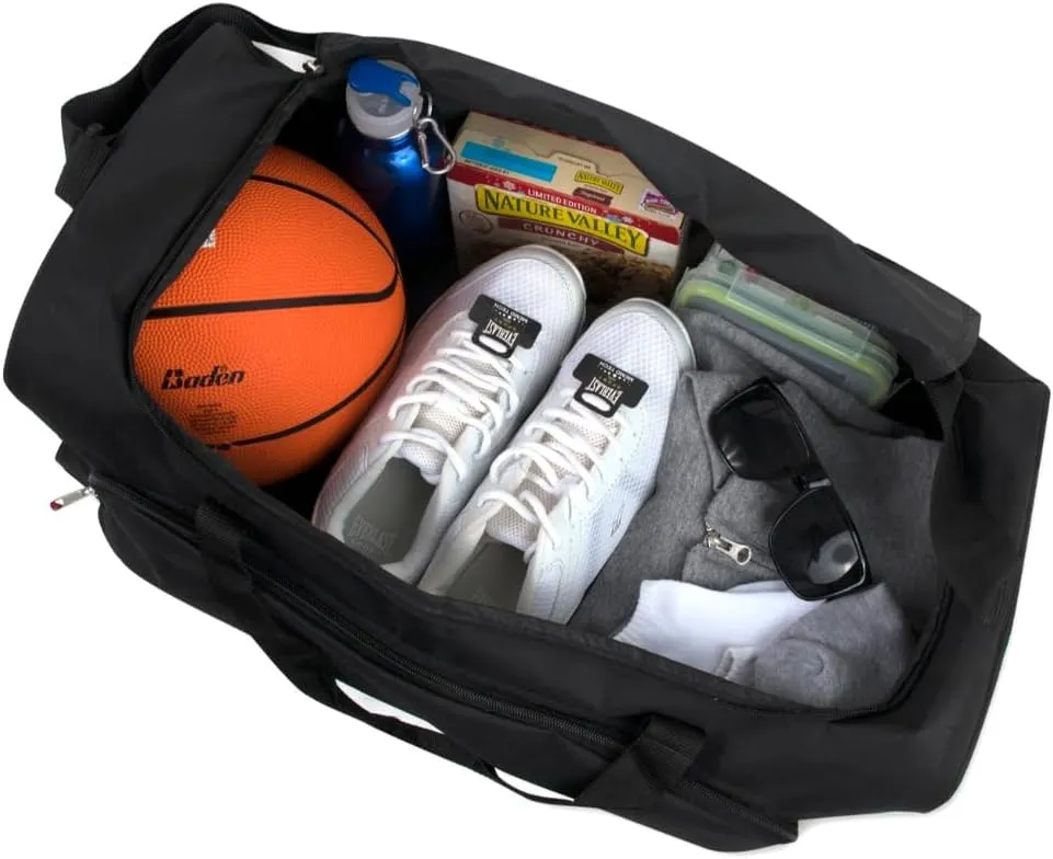 Custom Duffel Bag - Duffel Bag with Text for Personalized Touch - Sleek Design Made from Strong Denier Polyester - Bag Measures 24x12x11.5 inches - Three Spacious Zippered Compartments