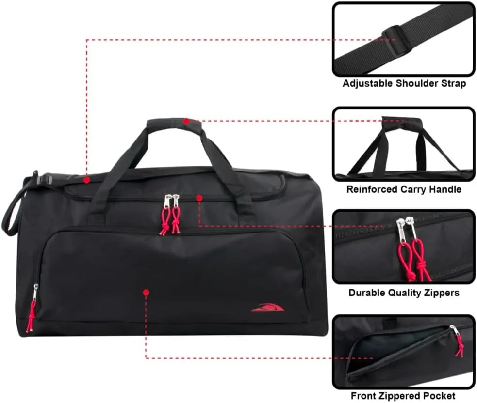 Custom Duffel Bag - Duffel Bag with Text for Personalized Touch - Sleek Design Made from Strong Denier Polyester - Bag Measures 24x12x11.5 inches - Three Spacious Zippered Compartments