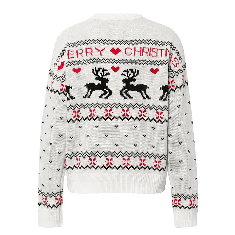 Cute Elk Heart Print Sweater