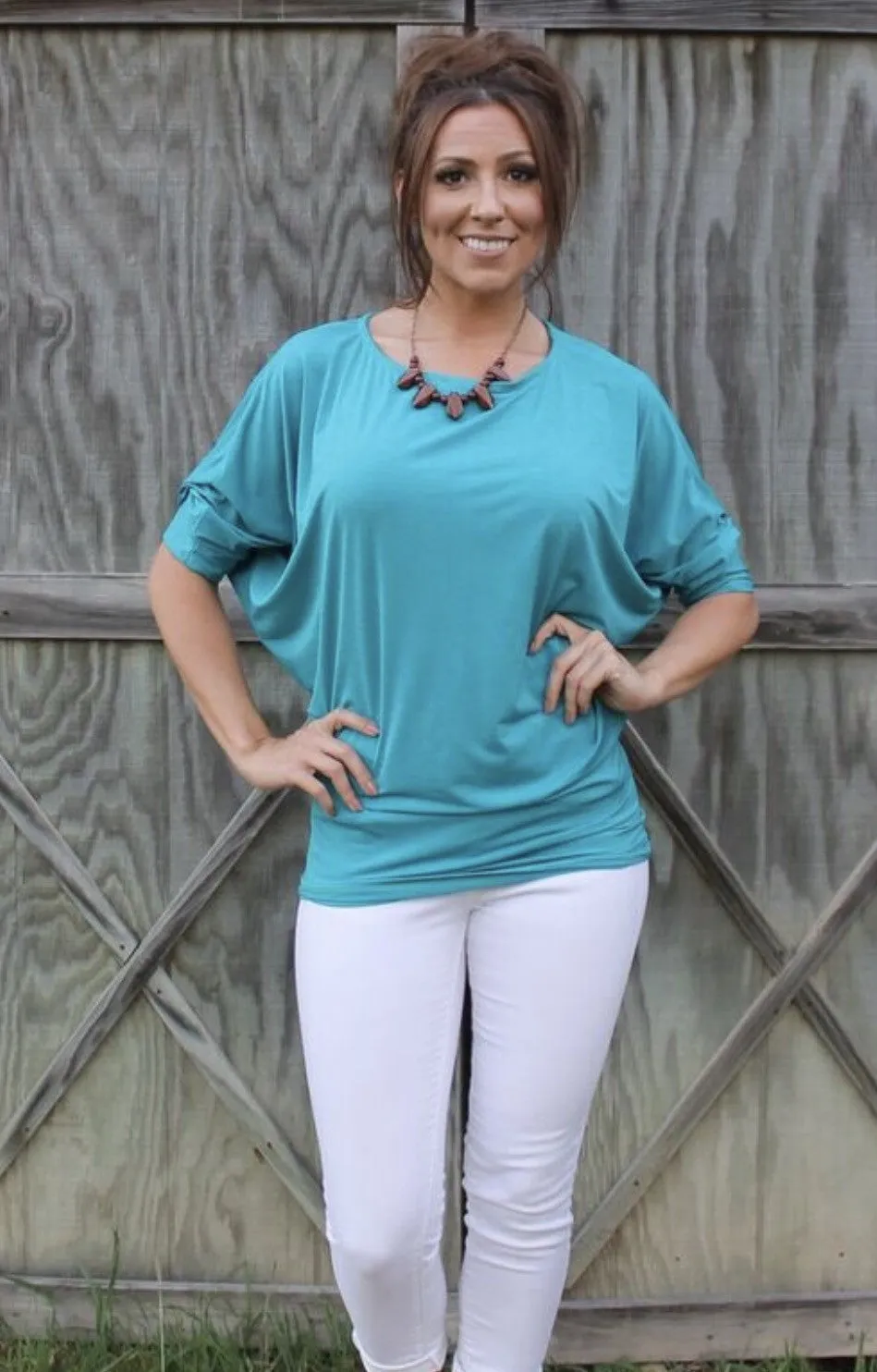 Dallas Dolman-Turquoise-3/4 sleeve