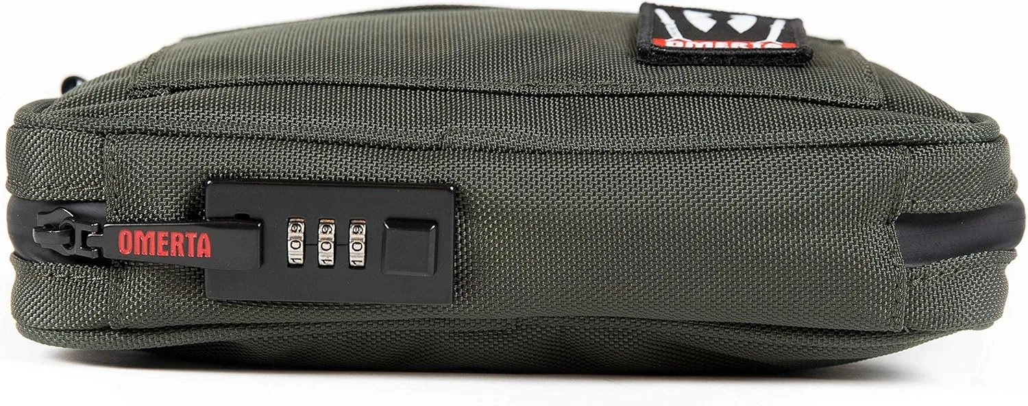 DIME BAGS Omerta Boss with Lock Padded Pouch with Activated Carbon Technology | 3-Digit Combo Lock | Low-Profile, Sleek Design