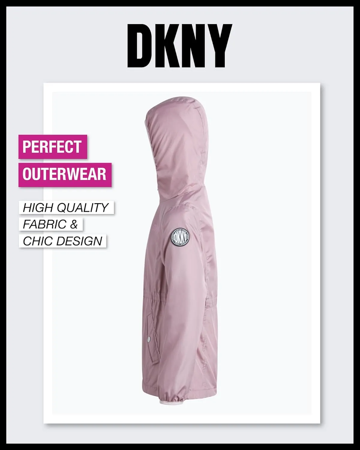 DKNY Girls' Jacket - Lightweight Polar Fleece Lined Anorak Jacket - Weather Resistant Coat for Girls (4-16)