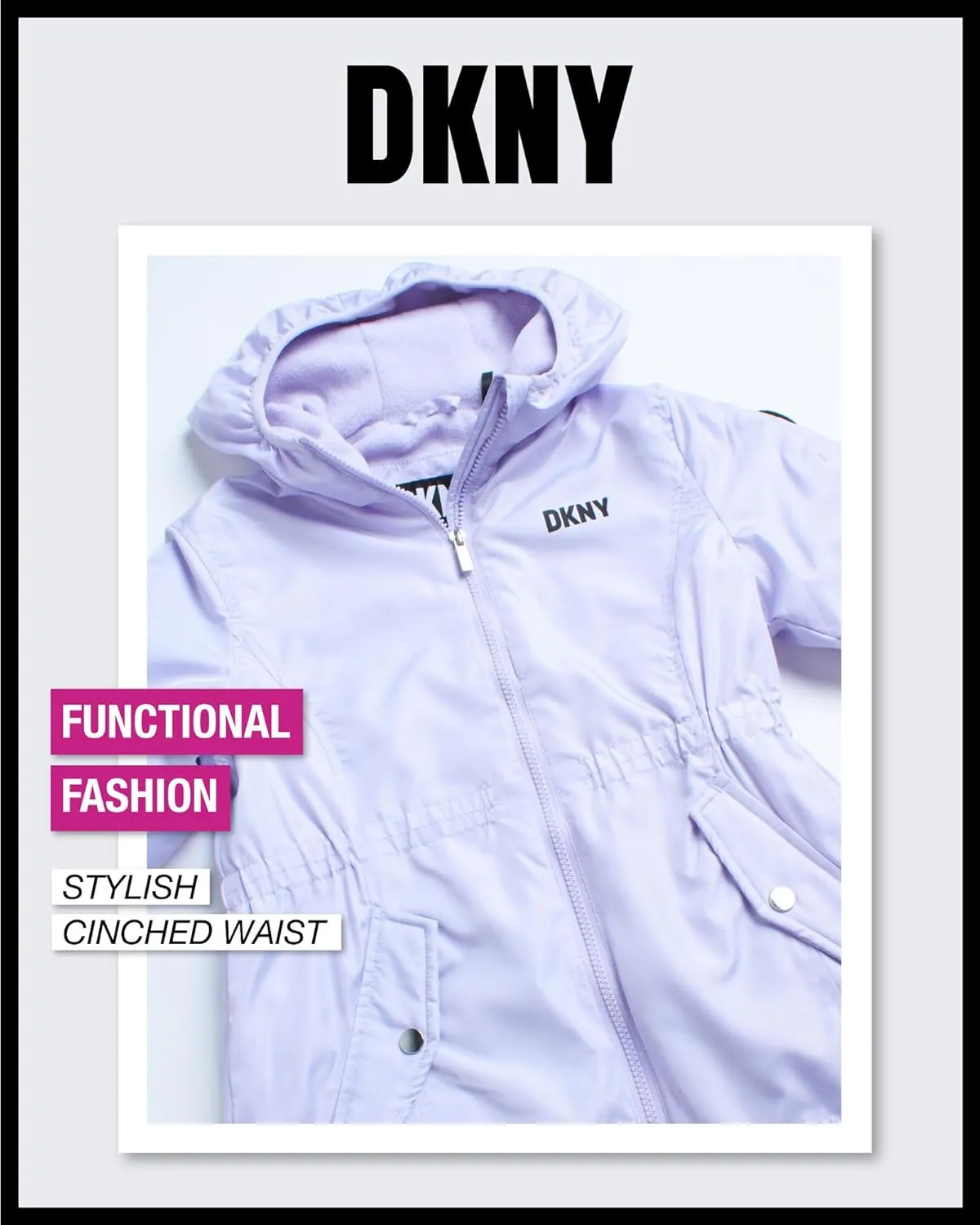 DKNY Girls' Jacket - Lightweight Polar Fleece Lined Anorak Jacket - Weather Resistant Coat for Girls (4-16)